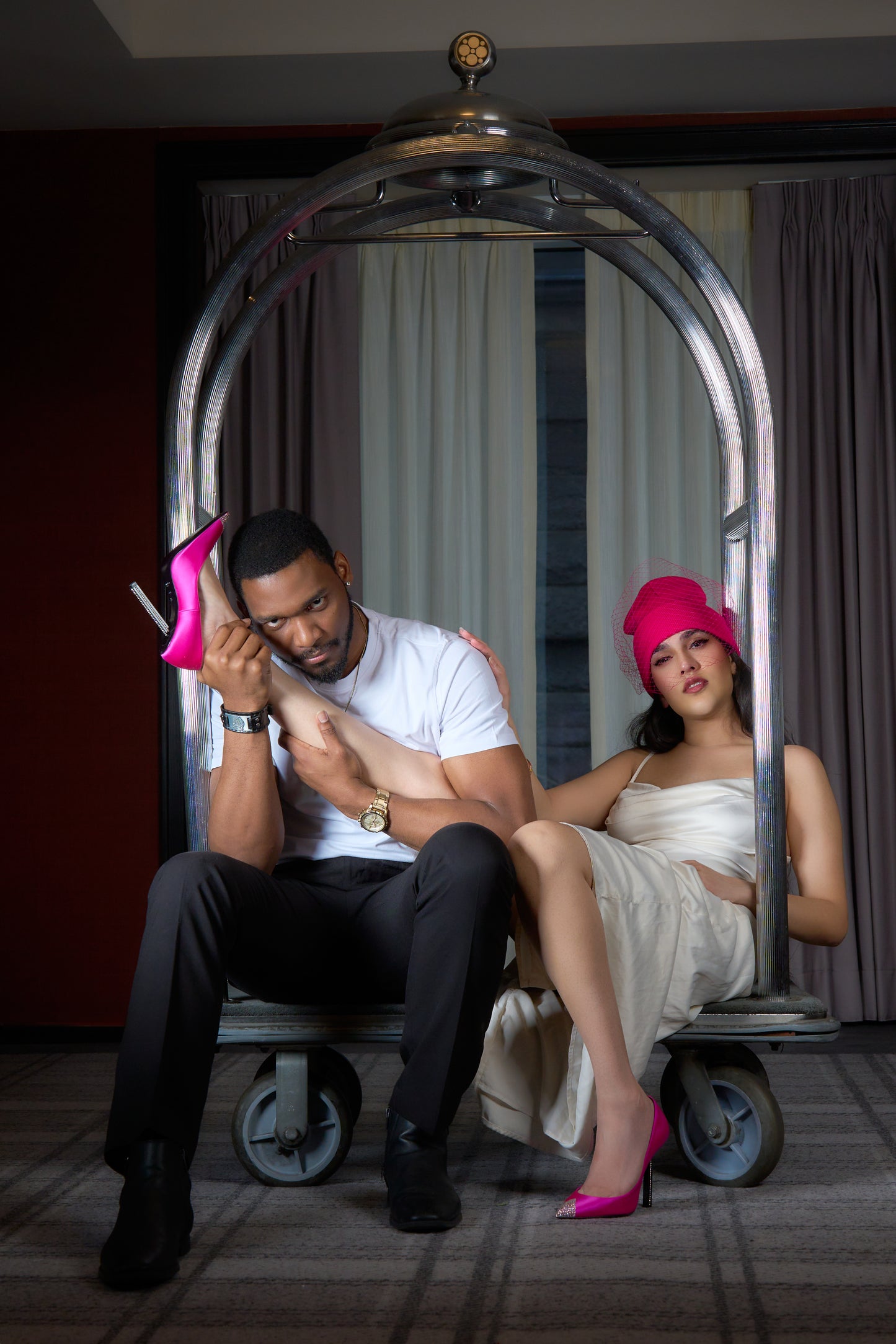 Fierce Fuchsia Veil Beanie – Bold Glam Meets Street Style